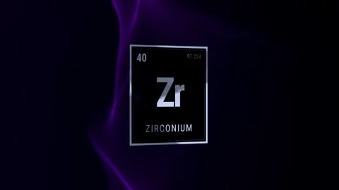 Zirconium Element 40 Periodic Table Tile with Purple Smoke Stockbeeldmateriaal 334790599