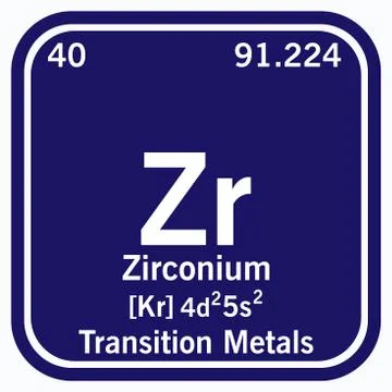 Zirconium Periodic Table of the Elements Vector illustration eps 10 Illustrazione stock