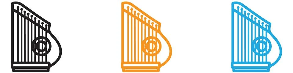 Zither icon vector logo set collection for web app ui Illustrazione stock