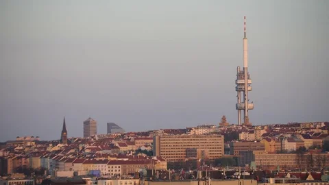 Zizkov Television Tower in Prague Video stock 80902359