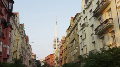 Zizkov Tower Building Facade Forward - 4k Stock Footage 60670725