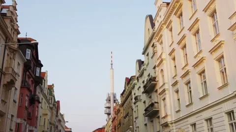 Zizkov Tower Building Facade Left - 4k 動画素材 60669232