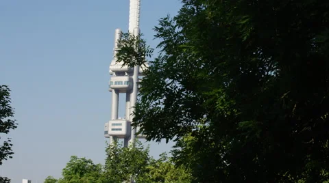 Zizkov Tower with Trees - 4k 動画素材 58804759