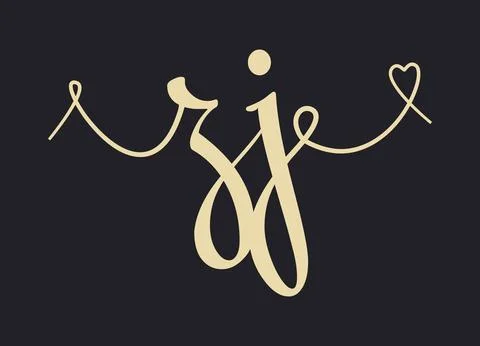 ZJ initial wedding monogram calligraphy vector illustration. Hand drawn let.. Stock Illustration