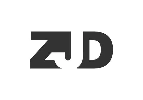 ZJD logo design. Initial letter Z J D bold font style for tech startups, co.. Stock Illustration
