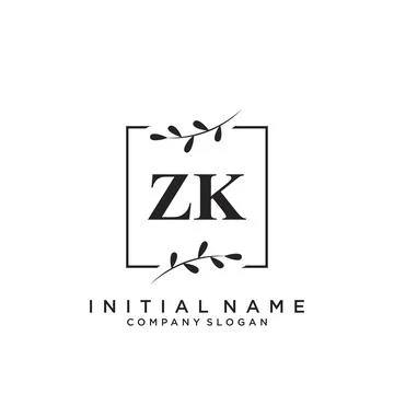 ZK Initial handwriting logo design Stock Illustration
