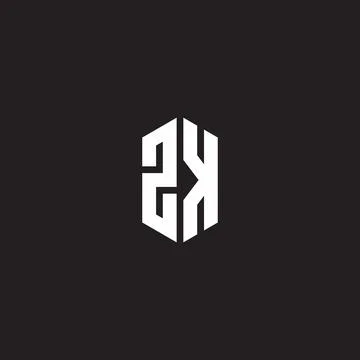 ZK Logo monogram with hexagon shape style design template Illustrazione stock