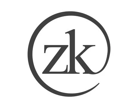 ZK logo from two letter with circle shape email sign style. Z and K round l.. Stock Illustration