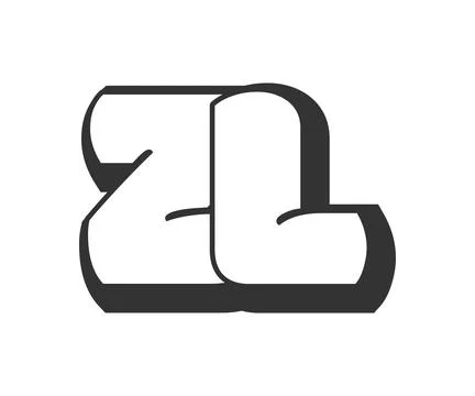 ZL logo, bubble comic lettering, rounded in graffiti style black and white .. Stock Illustration