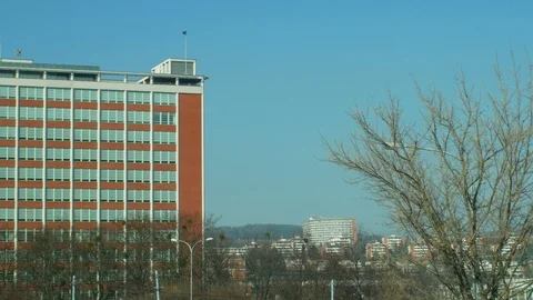 Zlin Bata administrative skyscraper built 1938 Czech, functionalism architecture Stock Footage 105451092