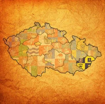 Zlin region on administration map of Czech Republic Stock Illustration