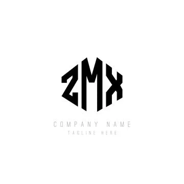 ZMX letter logo design with polygon shape. ZMX polygon and cube shape logo .. Stock Illustration