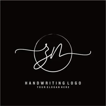 ZN Initial handwriting logo design Stockillustratie