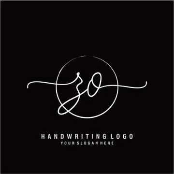ZO Initial handwriting logo design Illustrazione stock