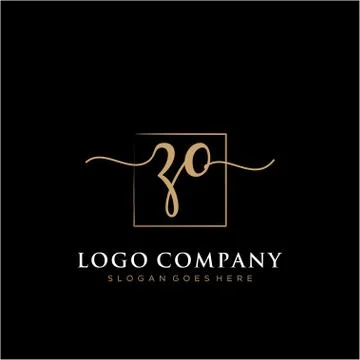 ZO Initial handwriting logo with rectangle template vector Stock Illustration