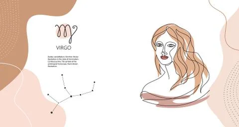 Zodiac background. Virgo constellation. The element of water. Horizontal banner. Stock Illustration
