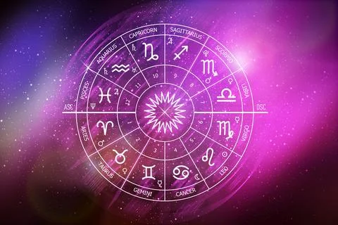 Zodiac circle on the background of a space. Astrology. Esoteric knowledge イラスト素材