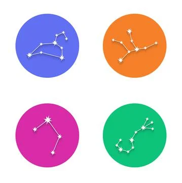 Zodiac constellation symbols collection isolated on colorful background Stock Illustration