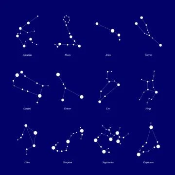Zodiac constellation vector illustrations set Stock Illustration