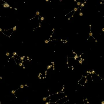 Zodiac constellations seamless pattern background. Stock Illustration