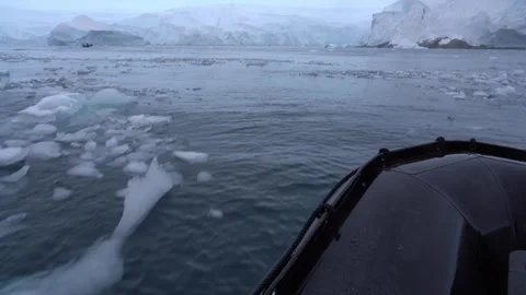 Zodiac Exploring the Antarctic Coast During an Expedition Cruise Stock Footage 339610971
