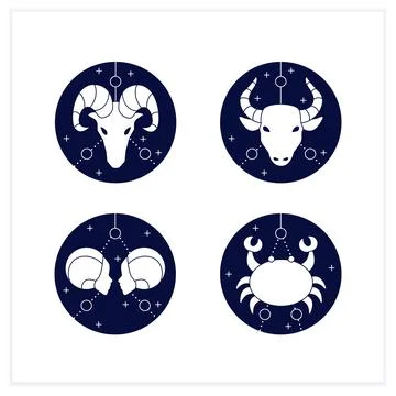 Zodiac flat icons set Stock Illustration
