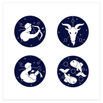 Zodiac flat icons set Illustrazione stock