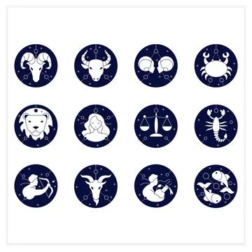 Zodiac flat icons set Stock Illustration