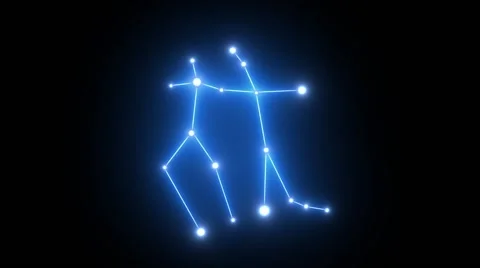 Zodiac Gemini Star Constellation Forming in Glowing Light Stock Footage 67389490