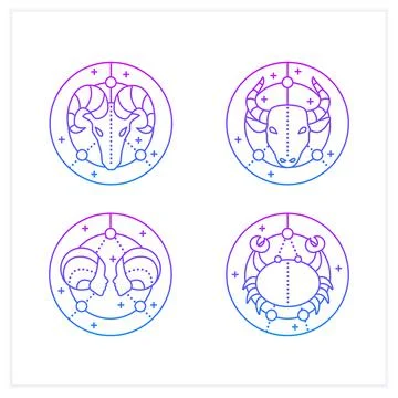 Zodiac gradient icons set Stock Illustration