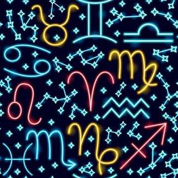 Zodiac Horoscope Seamless Pattern Stock Illustration