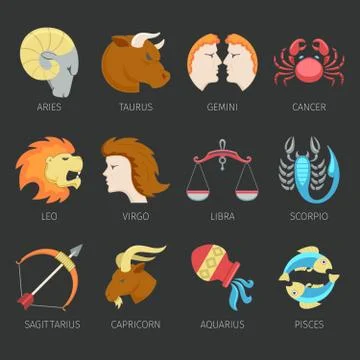 Zodiac Icons Set Stock Illustration