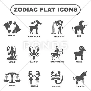 Zodiac Icons Set Stock Illustration