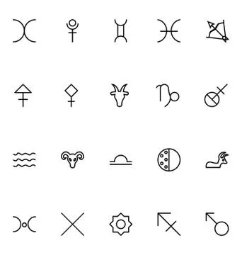 Zodiac Line Vector Icons Stock Illustration