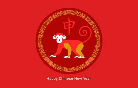 Zodiac Monkey character in round frame banner template Stock Illustration