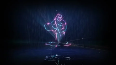 Zodiac sign Aquarius. Computer simulation of an animated laser show Vidéo 134982679