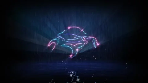 Zodiac sign Cancer. Computer simulation of an animated laser show Vidéo 134997040