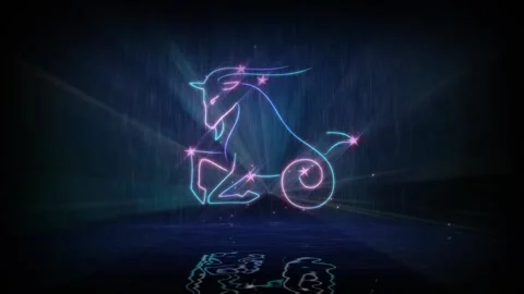 Zodiac sign Capricorn. Computer simulation of an animated laser show Vidéo 134979973