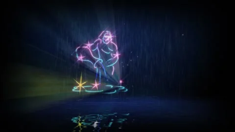 Zodiac sign. Computer simulation of an animated laser show Vidéo 134976934