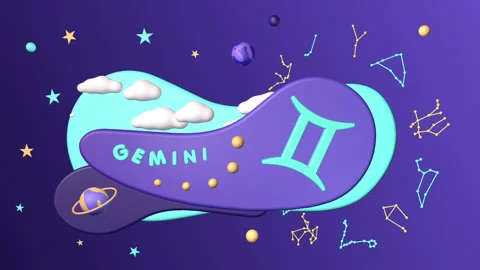 Zodiac sign Gemini, 3D animation on a seamless loop Stock Footage 174580336