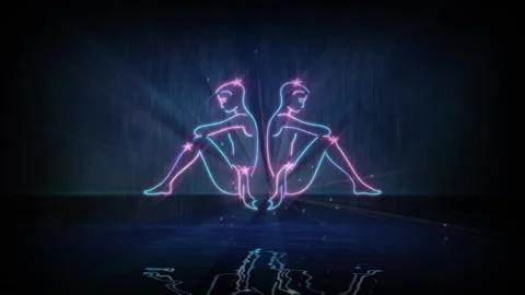Zodiac sign Gemini. Computer simulation of an animated laser show Vidéo 134997123