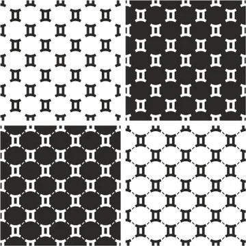 Zodiac Sign Gemini Seamless Pattern Set Stock Illustration
