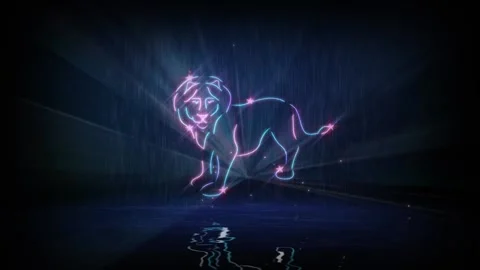 Zodiac sign Leo. Computer simulation of an animated laser show Stock Footage
