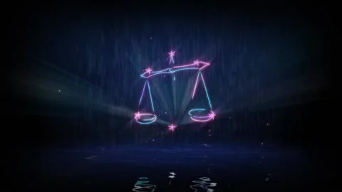 Zodiac sign Libra. Computer simulation of an animated laser show Vidéo 134996940