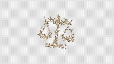 Zodiac sign Libra transition, 3D animation on a transparent alpha channel Stock Footage 252909624