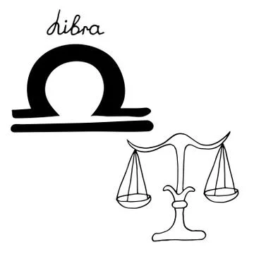 Zodiac sign Libra, vector hand-drawn illustration Stock Illustration