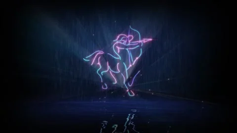 Zodiac sign Sagittarius. Computer simulation of an animated laser show Vidéo 134977988