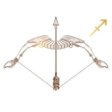 Zodiac sign Sagittarius isolated on white background. Vector. Illustrazione stock