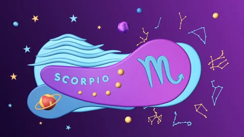 Zodiac sign Scorpio, 3D animation on a seamless loop Stock Footage 176380286