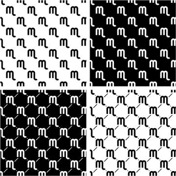 Zodiac Sign Scorpio Seamless Pattern Set Stock Illustration